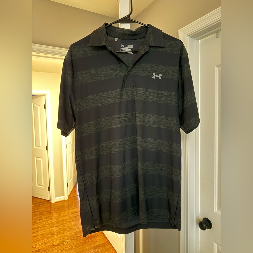 Under Armour Men's Charcoal Striped Polo Shirt